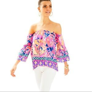 Lilly Pulitzer SANILLA OFF THE SHOULDER SILK TOP
